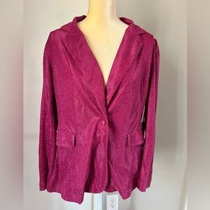 NWT Rock & Roll Denim Woman’s Lightweight Hot Pink Glitter Blazer Size XL